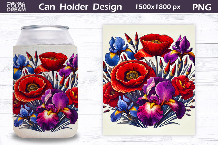 Poppy Can Cooler Wrap | Wildflowers Can Holder