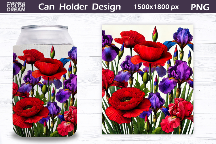 Poppy Can Cooler Wrap | Wildflowers Can Holder