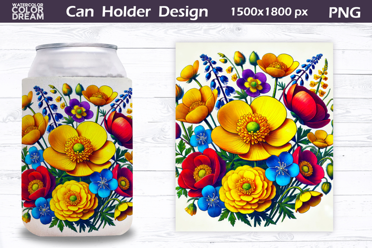Buttercup Can Cooler Wrap | Wildflowers Can Holder