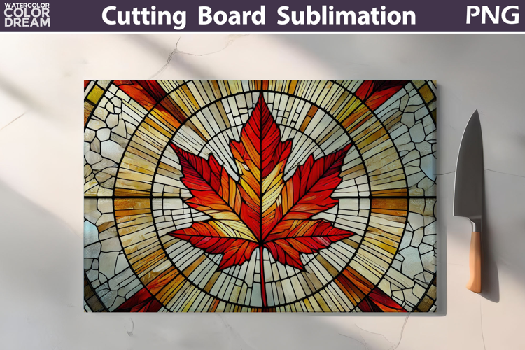 Canada Day Glass Cutting Board | Maple Leaf Stained Glass