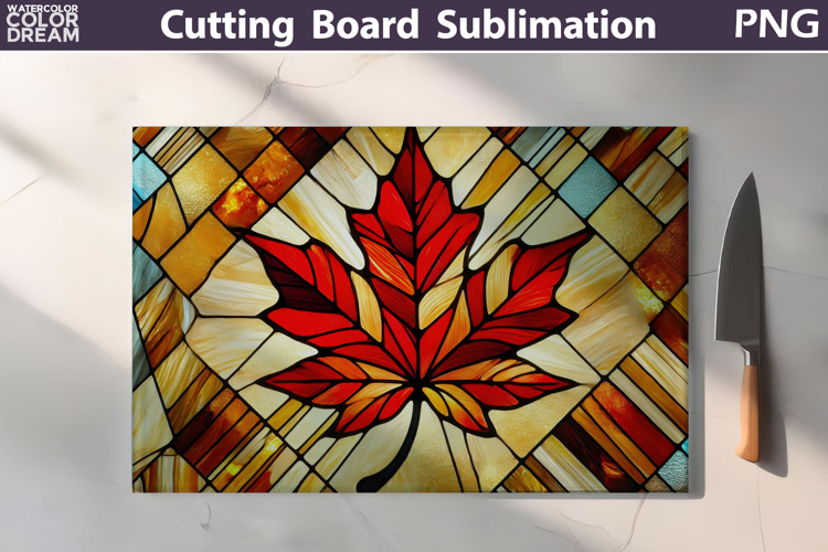Canada Day Glass Cutting Board | Maple Leaf Stained Glass