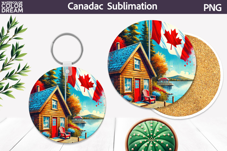 Canada Landscape Round Coaster | Canada Day Coaster