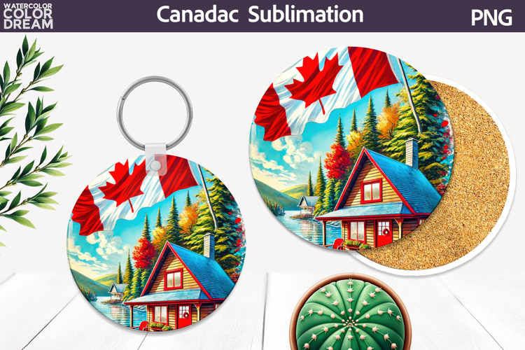Canada Landscape Round Coaster | Canada Day Coaster