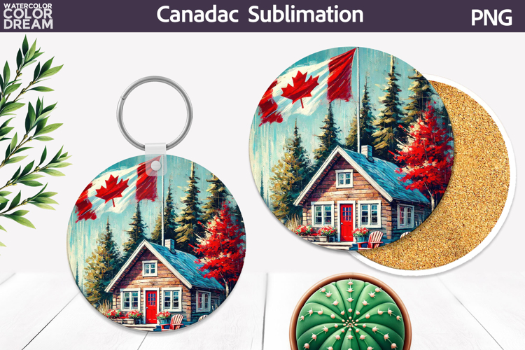 Canada Landscape Round Coaster | Canada Day Coaster
