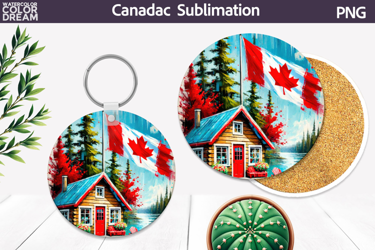 Canada Landscape Round Coaster | Canada Day Coaster