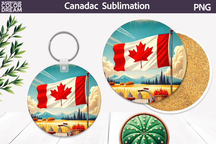 Canada Landscape Round Coaster | Canada Day Coaster