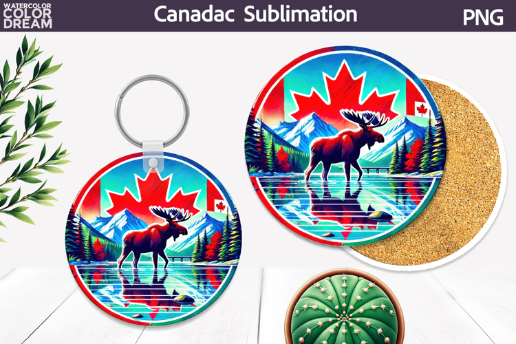 Canada Moose Round Coaster | Canada Day Coaster