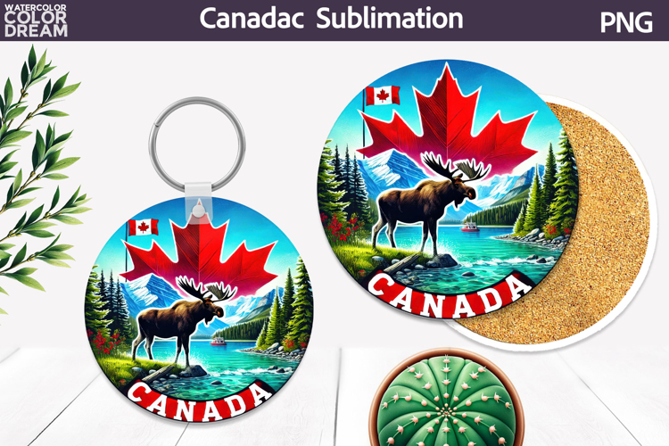 Canada Moose Round Coaster | Canada Day Coaster