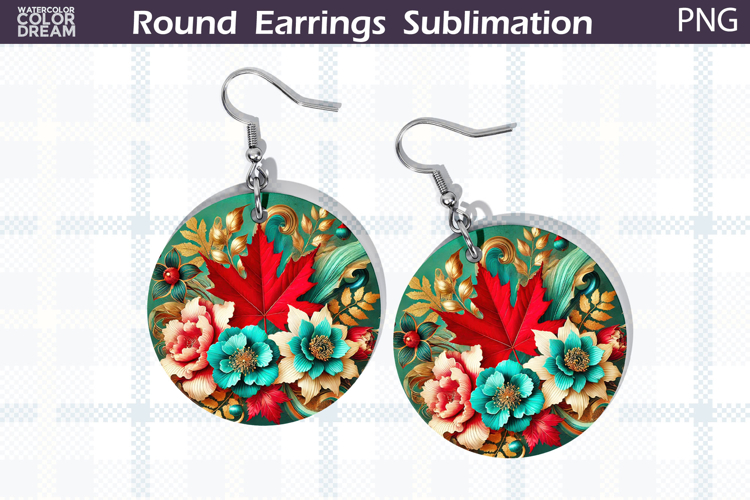 Fall Round Earrings | Maple Leaf Earrings
