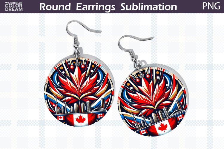 Canada Round Earrings | Canada Leaf Earrings