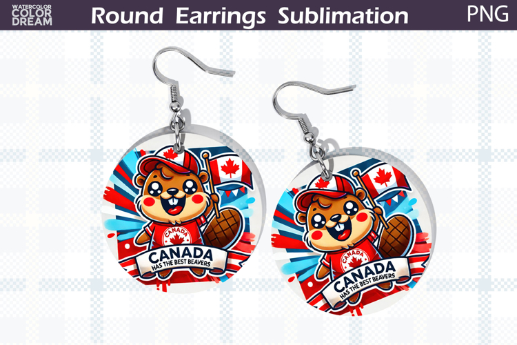 Canada Round Earrings | Canada Beaver Earrings