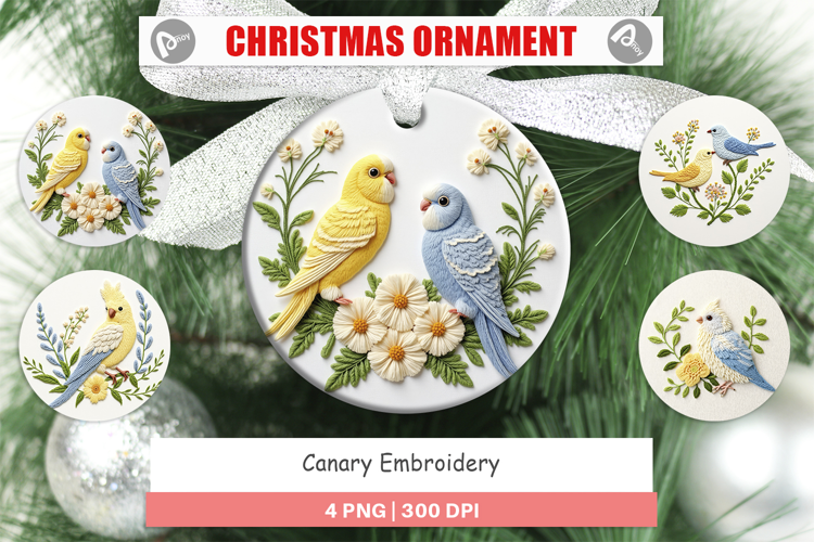 Ornament Canary Embroidery