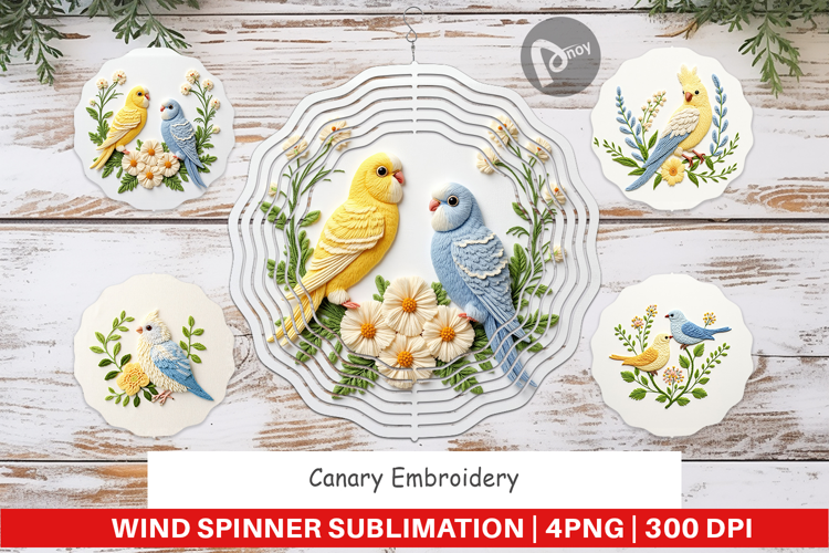 Wind Spinner Canary Embroidery