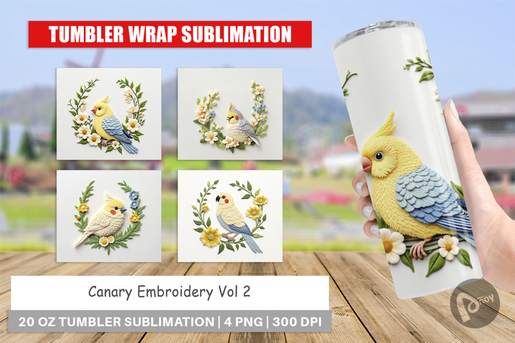 Tumbler Canary Embroidery