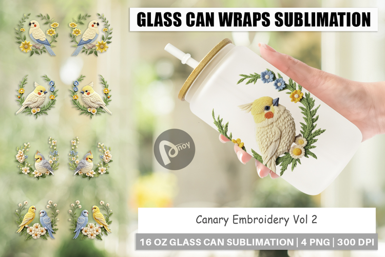 Glass Can Canary Embroidery