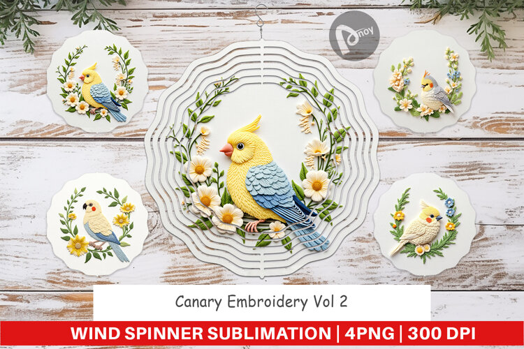 Wind Spinner Canary Embroidery example image 1
