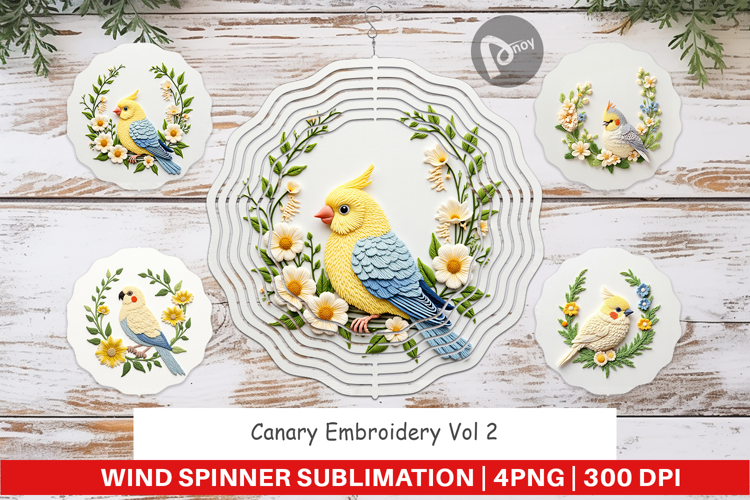 Wind Spinner Canary Embroidery