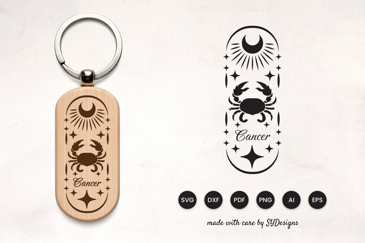 Cancer Keychain Laser Cut SVG - Zodiac Laser Cut