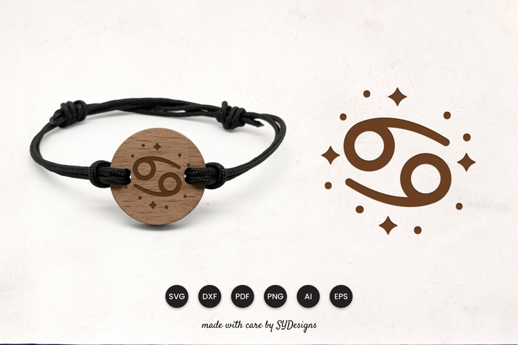 Cancer Bracelet Laser Cut SVG - Wooden Zodiac Laser Cut