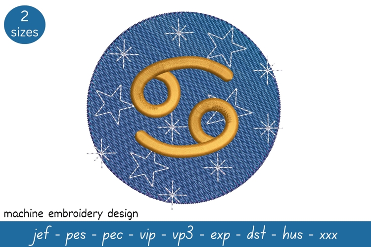 Cancer Embroidery Design - Astrological Embroidery Pattern
