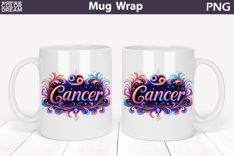 Cancer Zodiac Mug Wrap | Astrology Cup Sublimation