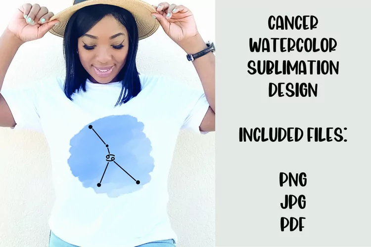 Cancer Watercolor Zodiac Sign Sublimation Design