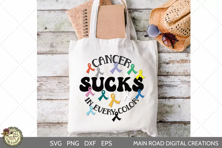 Cancer Sucks In Every Color Cancer Ribbon SVG