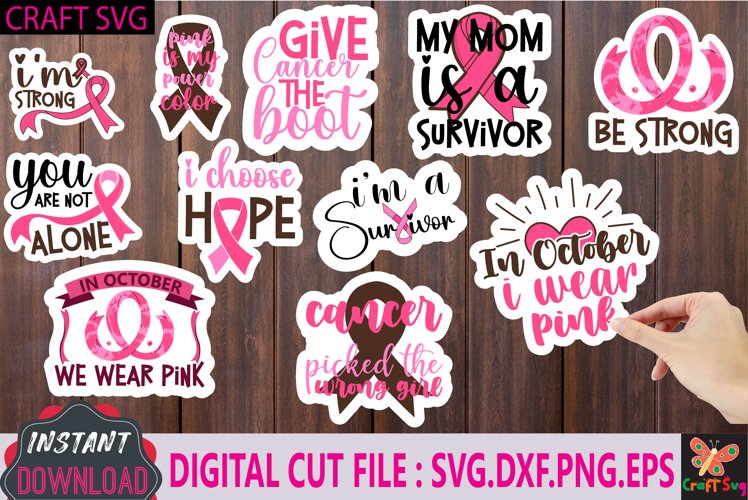 Breast Cancer Stickers Sheet. Breast Cancer Awareness