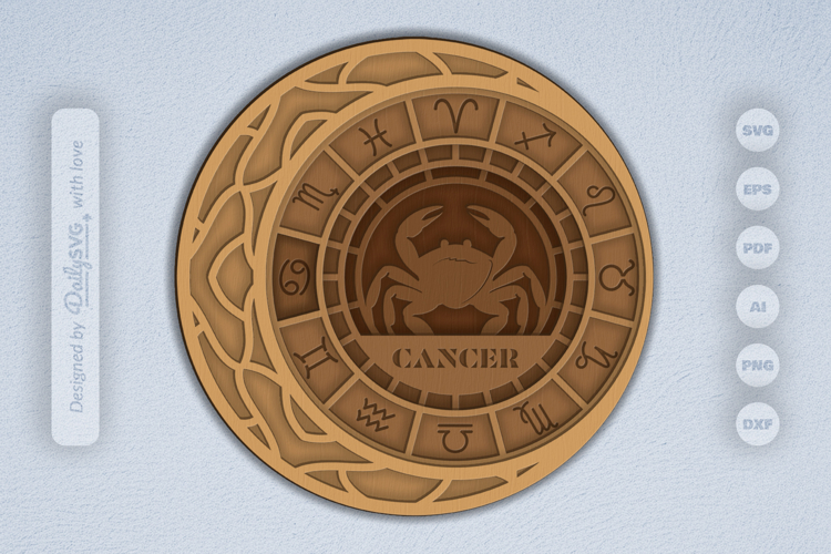 Cancer Zodiac Layered Laser Cut
