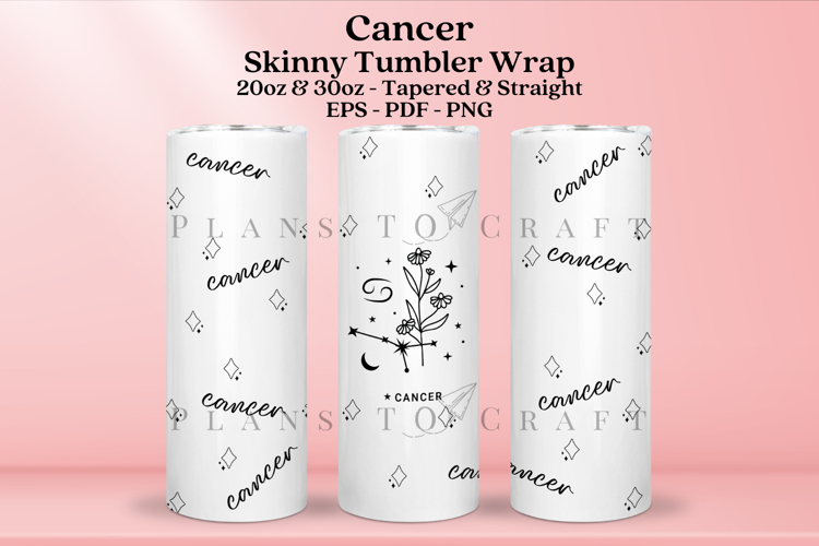 Cancer Zodiac Skinny Tumbler Sublimation Wrap SVG