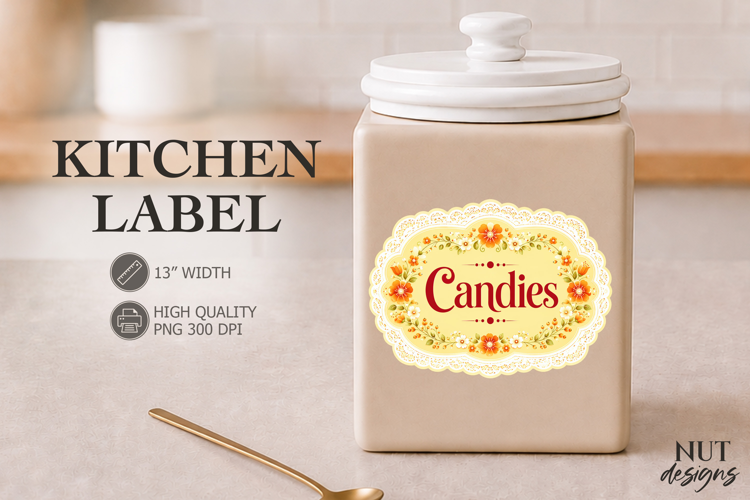 Vintage Candies Floral Lace Kitchen Label Pantry Label