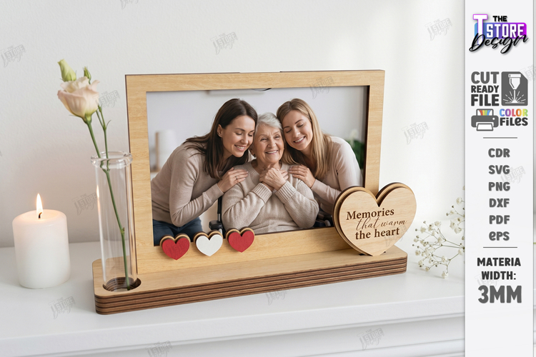 Candle Holder with Vase and Photo Frame Laser Cut |Engraving