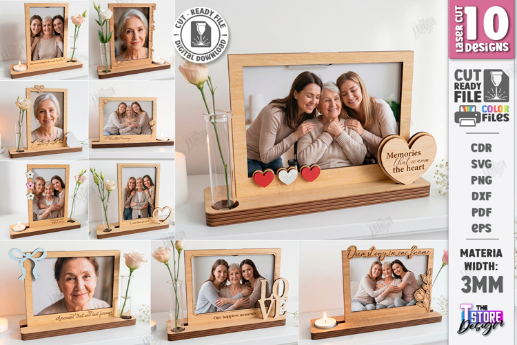 Candle Holders with Vase and Photo Frames Laser Cut Bundle