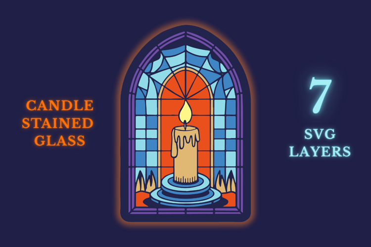 Candle SVG Stained Glass | 7 Laser Cut layers