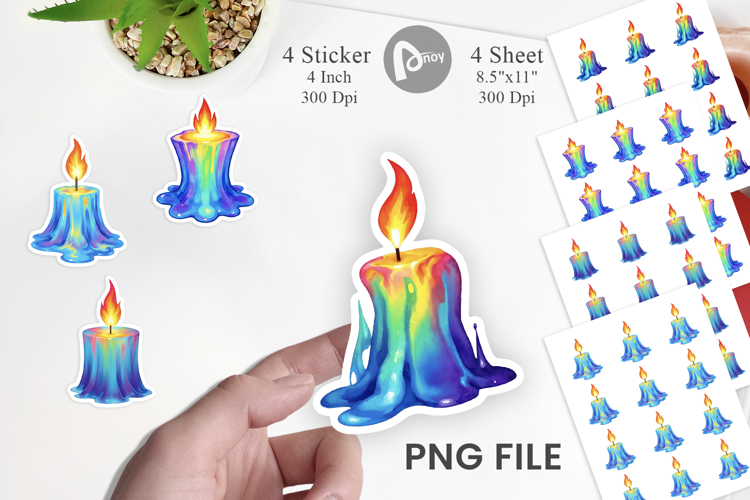 Rainbow Fire Candle Sticker