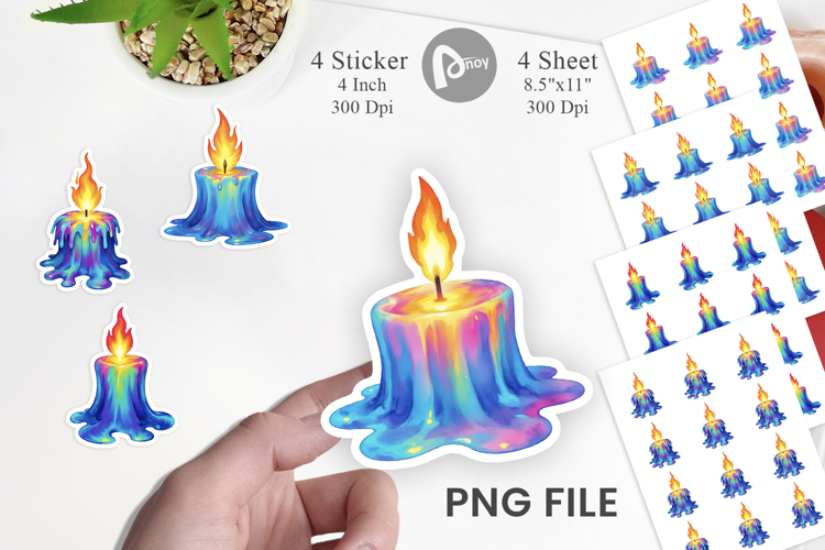 Rainbow Fire Candle Sticker