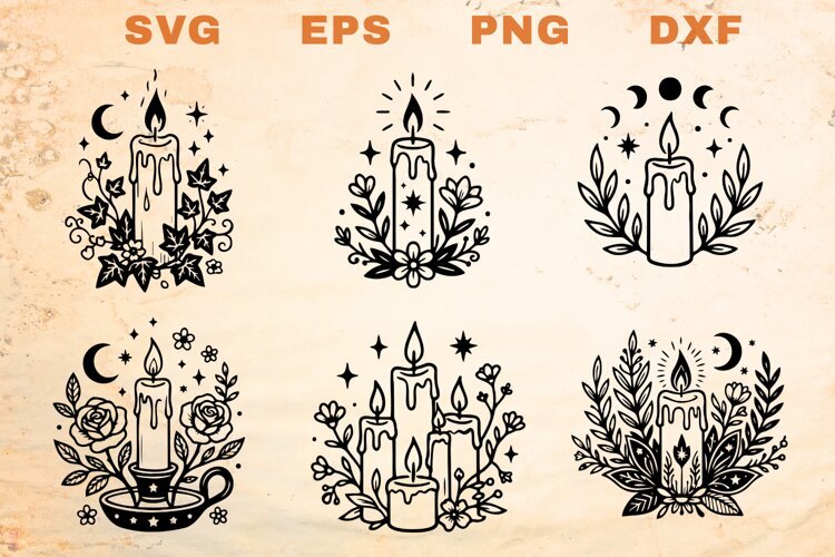 Witchy Candles SVG example image 1