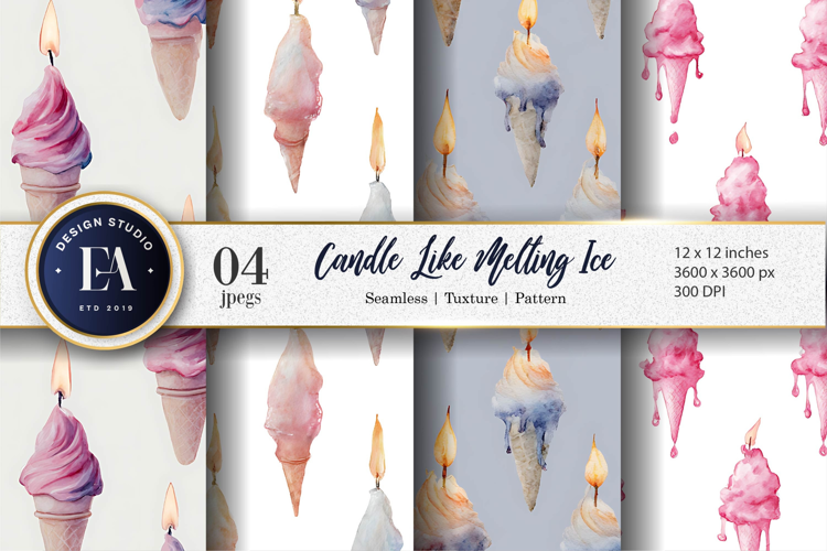 Hand-Painted Melting Ice Candle Seamless Digital Paper