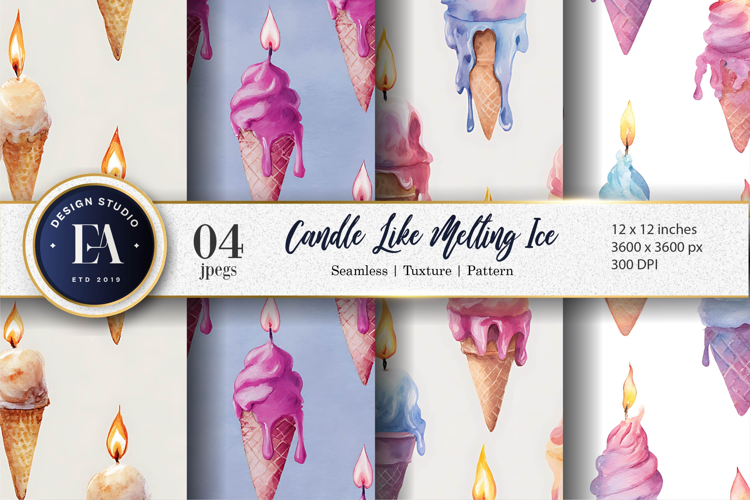 Melting Ice Candles Seamless Pattern Digital Paper