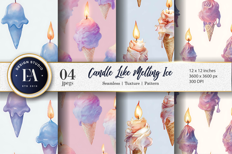 Melting Ice Candles Seamless Pattern Digital Paper
