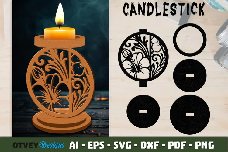 Candlestick Floral Lasercut