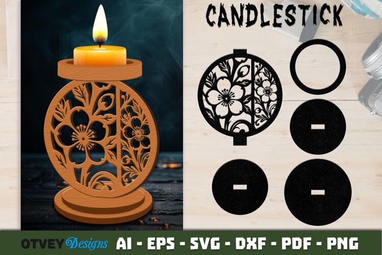 Candlestick Floral Lasercut example image 1