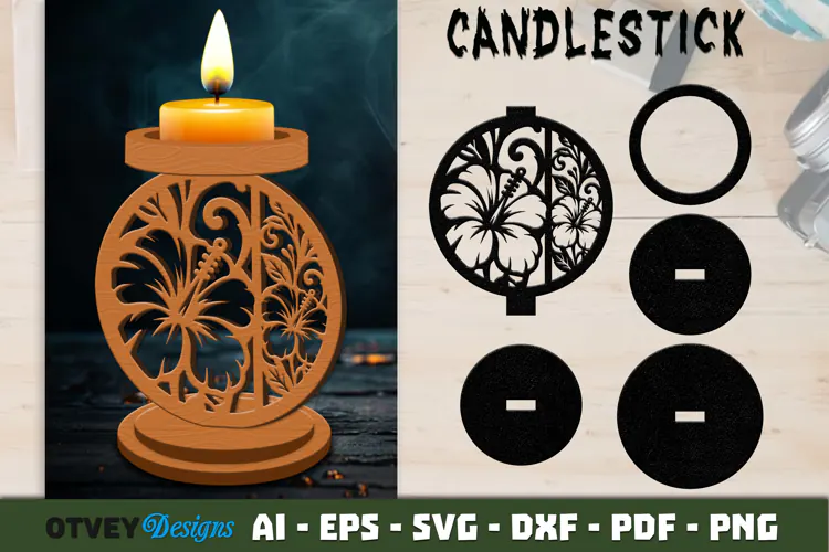 Candlestick Floral Lasercut