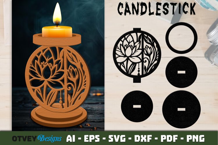 Candlestick Floral Lasercut example image 1