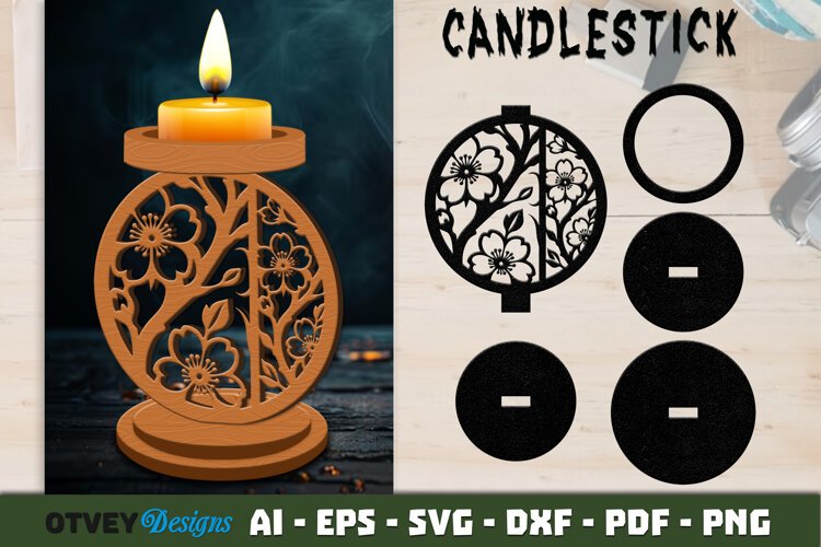 Candlestick Floral Lasercut example image 1