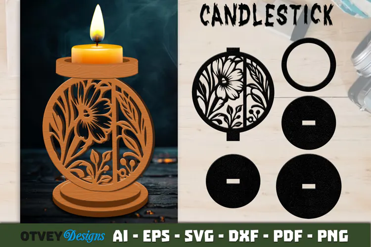 Candlestick Floral Lasercut