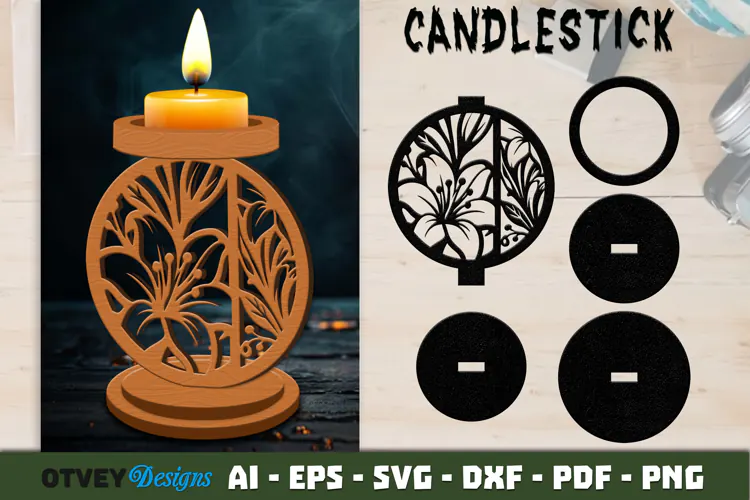 Candlestick Floral Lasercut