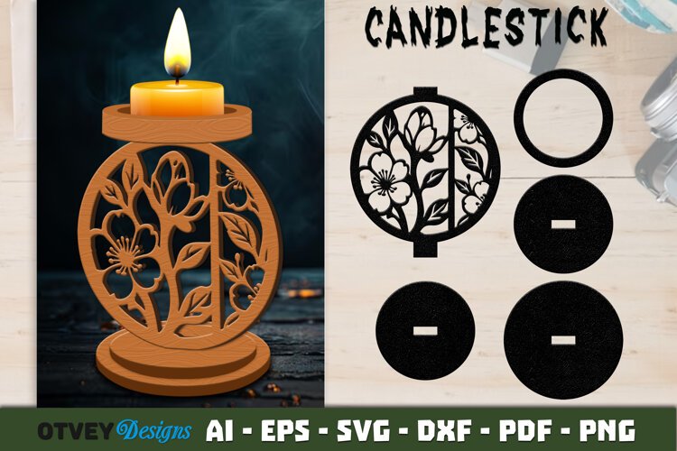 Candlestick Floral Lasercut example image 1