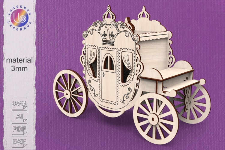 Fairy carriage gift box svg laser cut