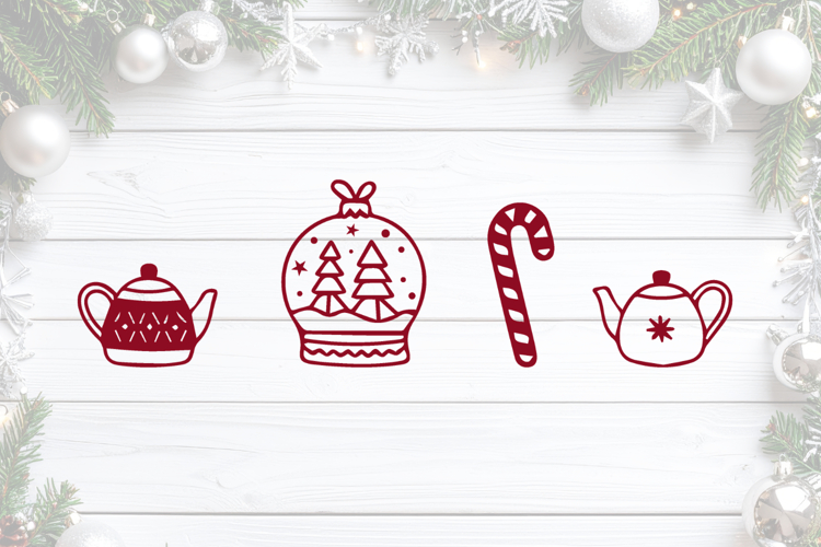 Christmas Kettles Ball and Candy cane SVG